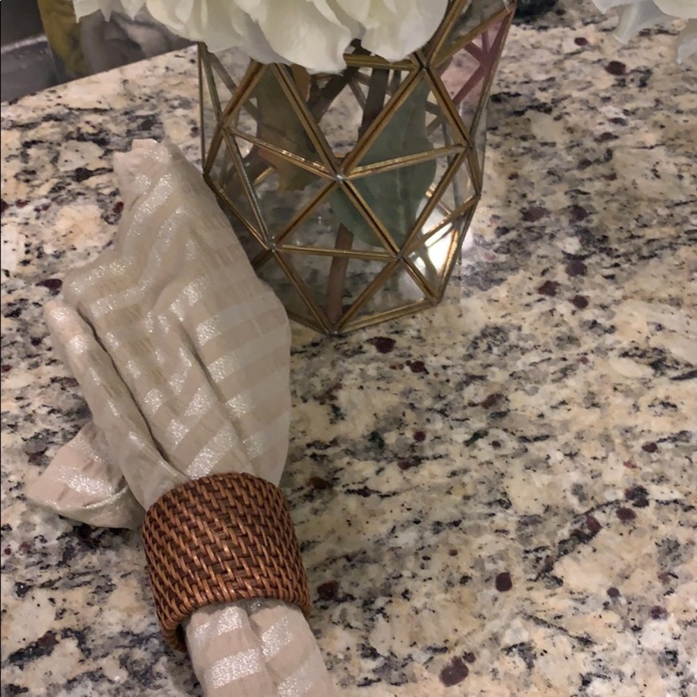 4 Pier 1 Napkins - Silver and Beige Striped